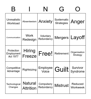 Organization Bingo Card
