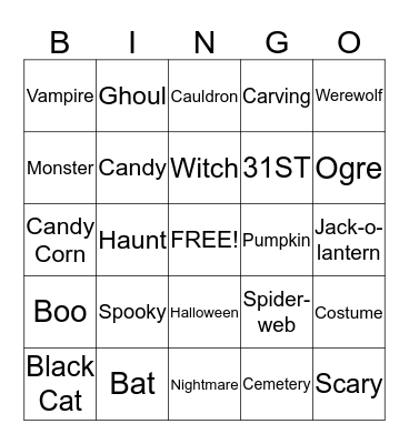 Halloween  Bingo Card