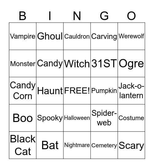 Halloween  Bingo Card