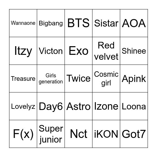 Eunwoo's Bingo Card