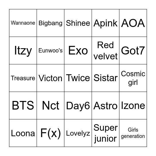 Eunwoo's Bingo Card