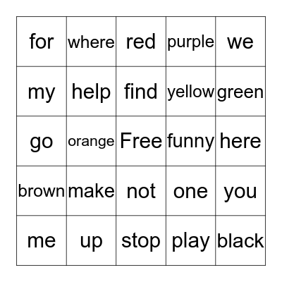 Baeley's Word Bingo Card