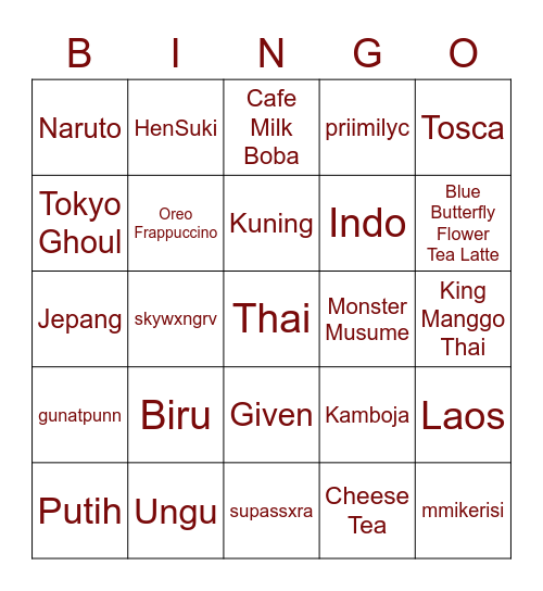 GUNPI Bingo Card