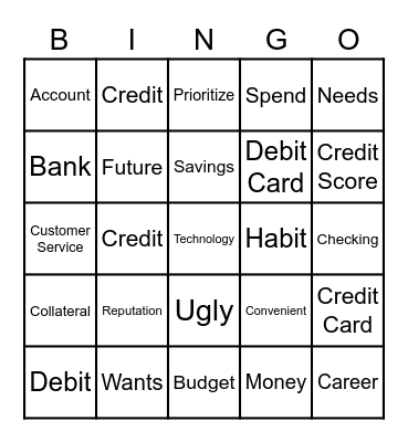 Financial Literacy Bingo Card