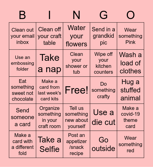 Chore List Bingo Card