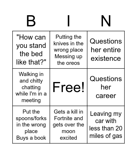 Untitled Bingo Card