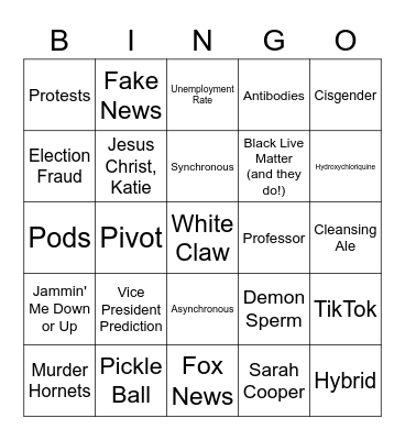 Pool Crawl Bingo - 2020 Edition Bingo Card