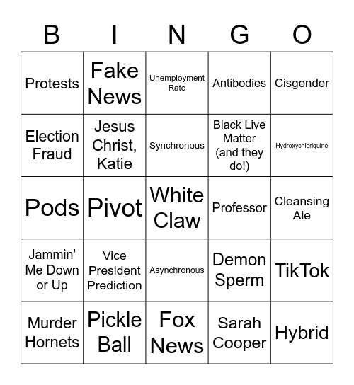 Pool Crawl Bingo - 2020 Edition Bingo Card