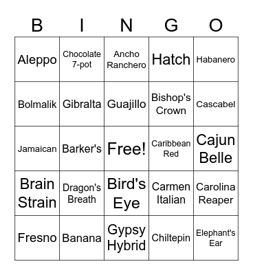 HOT Stuff   A-M Bingo Card