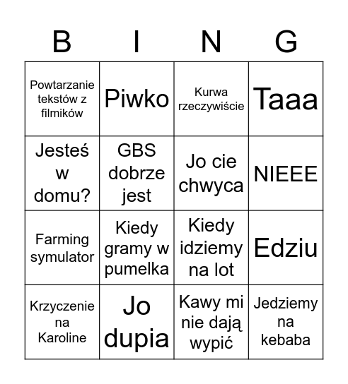 Kolixer bingo Card