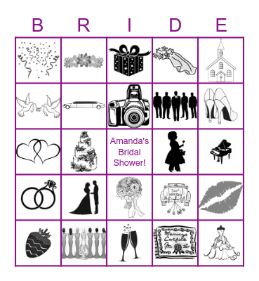 Amanda's Bridal Shower Bingo Card