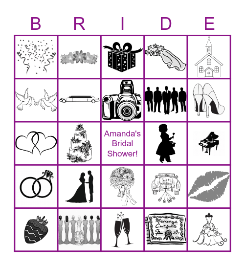 Amanda's Bridal Shower Bingo Card