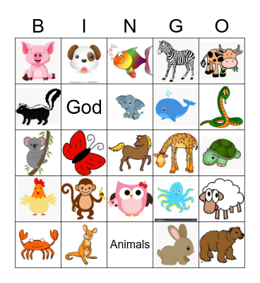 Animals Bingo Card