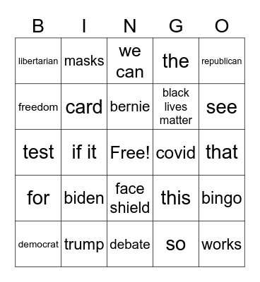 2020 debate bingo! Bingo Card