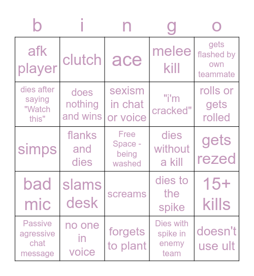 alicia's valorant bingo Card