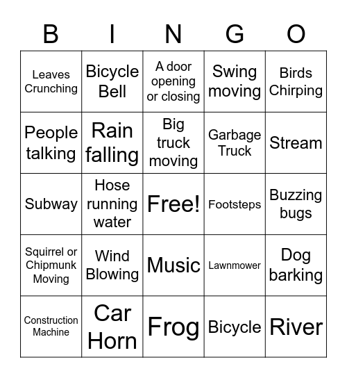 Nature Sounds BINGO Card