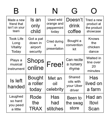 Get to know you Bingo Card