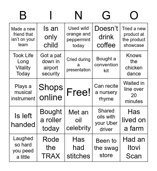 Get to know you Bingo Card