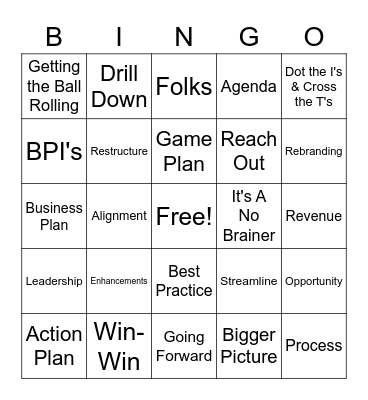 All In Manager Meeting Bingo Card