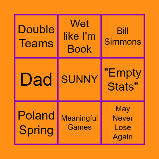 Suns Post-Game Thread Bingo Card