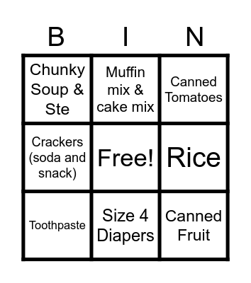 BINGO FOR BAGS Bingo Card