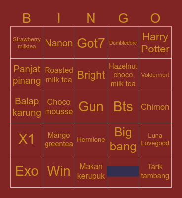 Judys Bingo Card