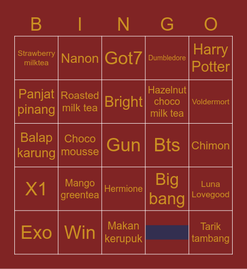 Judys Bingo Card