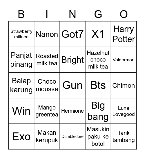 Judys Bingo Card