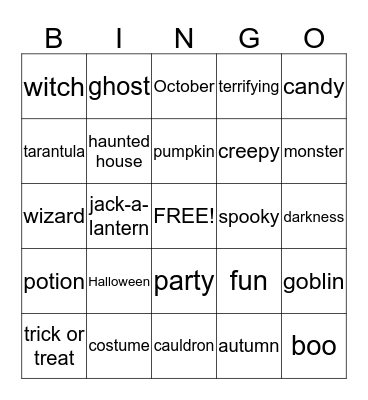 Halloween Bingo Card