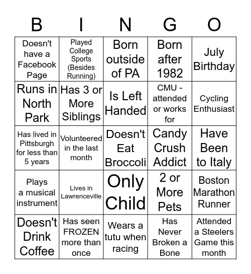 LET THE GAMES BEGIN - TOP PLAYER BINGO Card