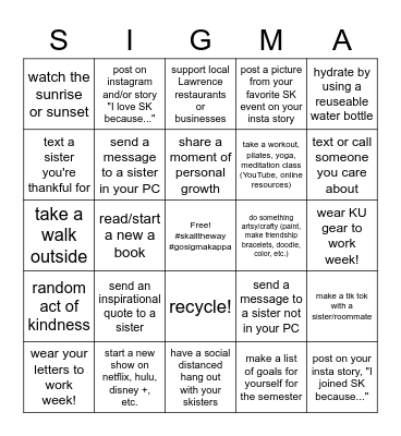 WORK WEEK 2020 Bingo Card