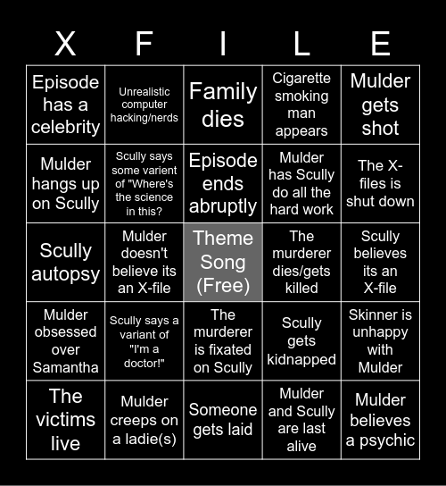 X-File Bingo Card