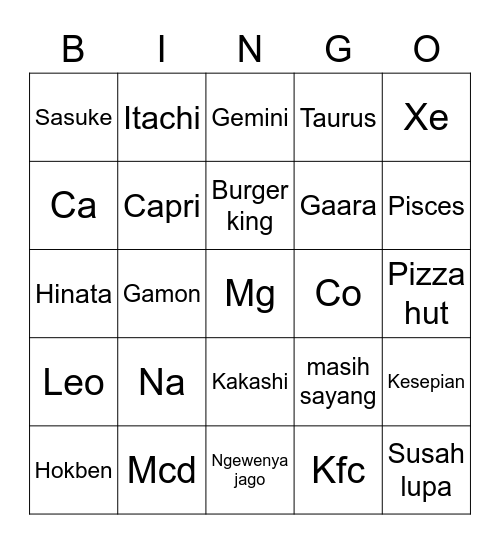 Untitled Bingo Card
