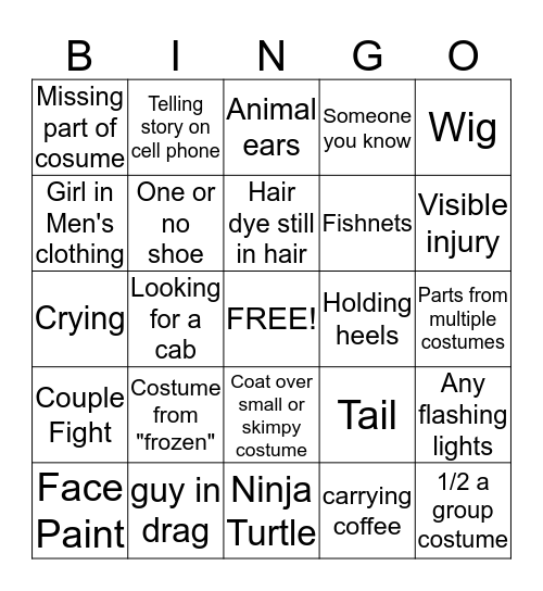 November 1st Bingo Card