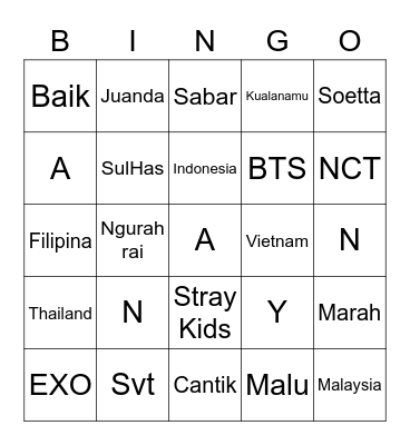 Bingo Nayna Bingo Card