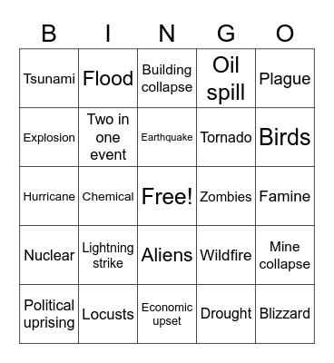 2020 Apocalypse Bingo Card