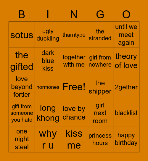 Thailand series!! 🇹🇭 Bingo Card