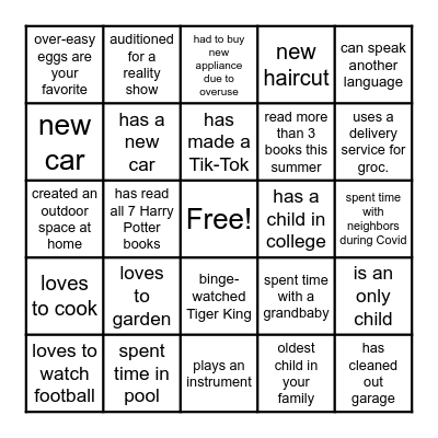 Back to School BINGO Card