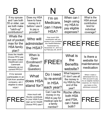 HS. OPEN ENROLLMENT BINGO Card