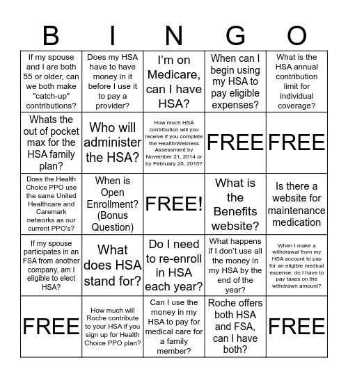 HS. OPEN ENROLLMENT BINGO Card