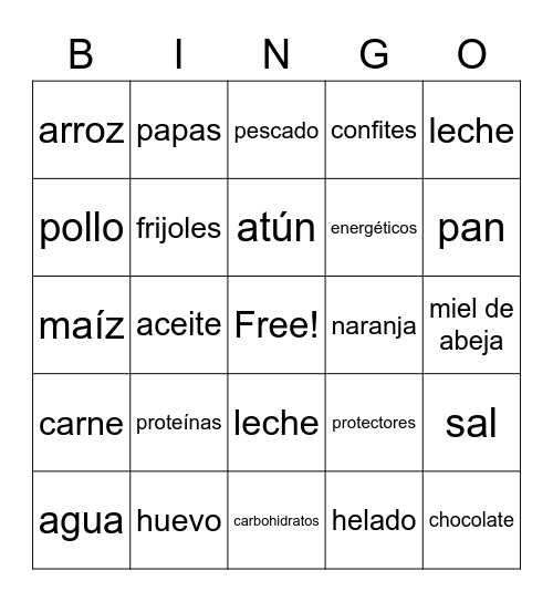 Avitaminaslimentos Bingo Card