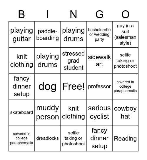 Ithaca Bingo Card