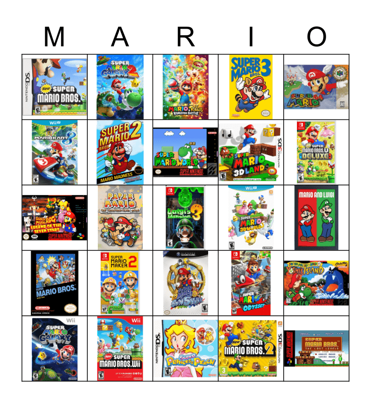Backlog Busters Mario Bingo Card