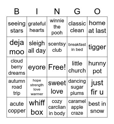 Scentsy Bingo Card