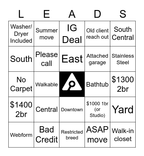 Real Estate Bingo Card