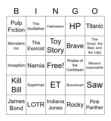 Movies Bingo Card