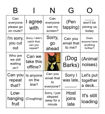 YESNET Conference Call Bingo Card