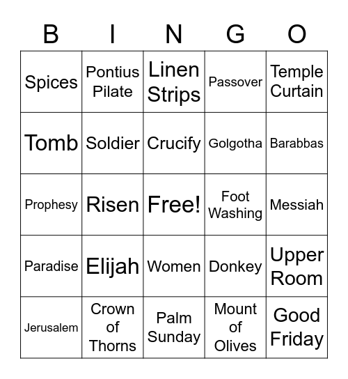 Easter Week Bingo Card