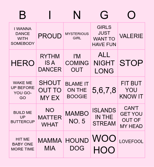 VINGO - MUSIC ROUND Bingo Card