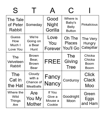 Baby Book Bingo Card